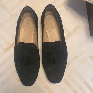 J crew black suede loafers, size 6.5